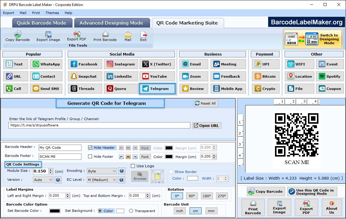 QR code Marketing mode